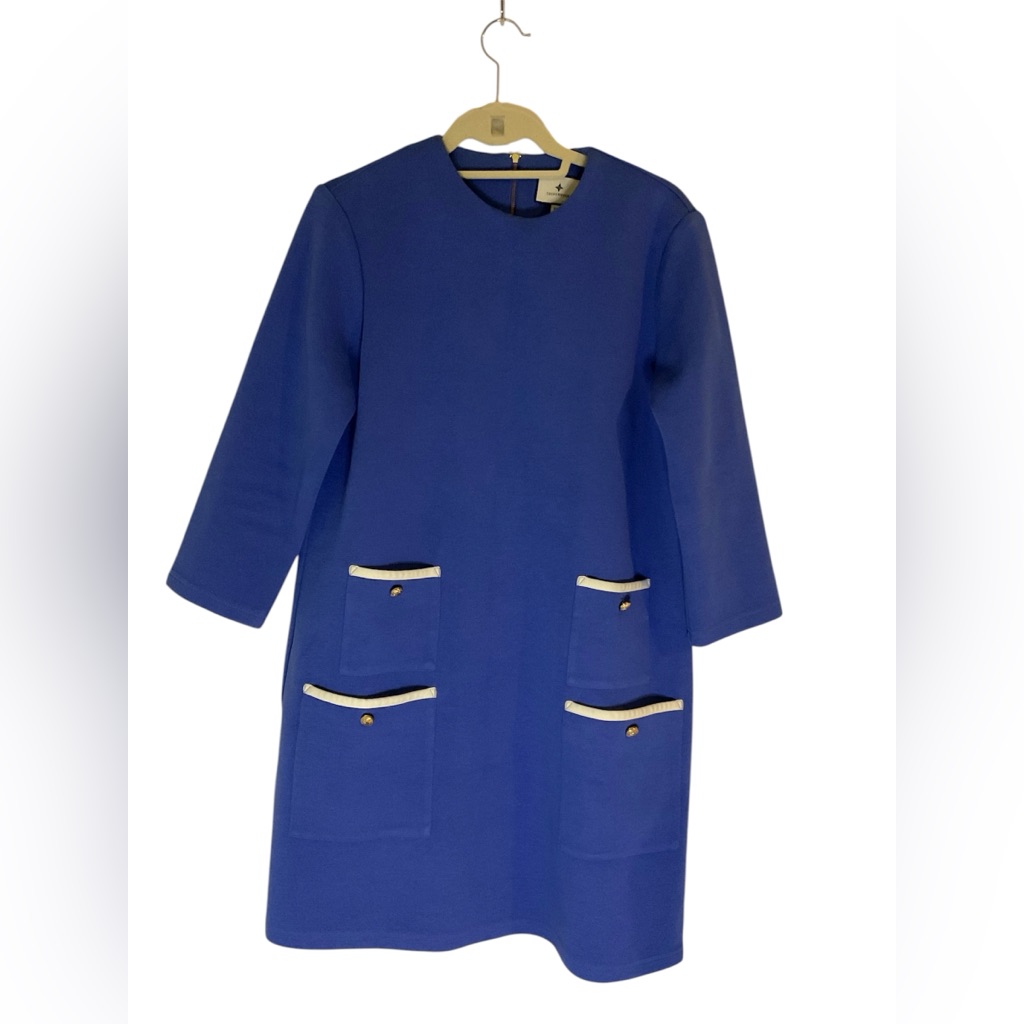 Tuckernuck Blue Midi Dress With Black And White Accents